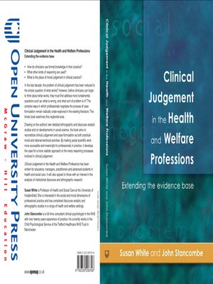 cover image of Clinical Judgement in the Health and Welfare Professions